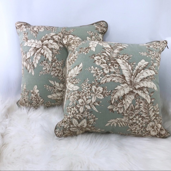 Other - Mint Green and Tan Floral Accent Pillows